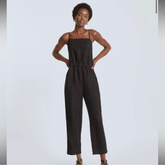 NWT Everlane 100% Linen The Shoestring Apron Jumpsuit SZ Large